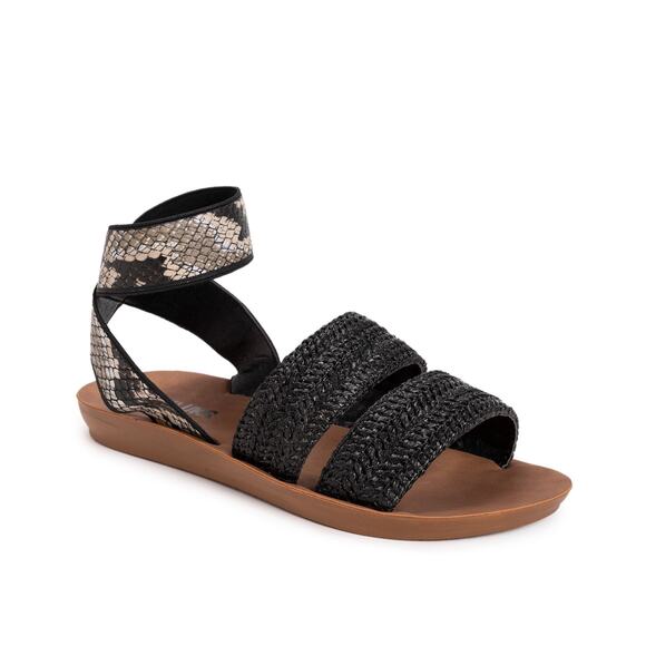 MUK LUKS Women's Black Snake Embossed About Me Ankle-Strap Slide Sandals SZ 7 - Picture 11 of 11